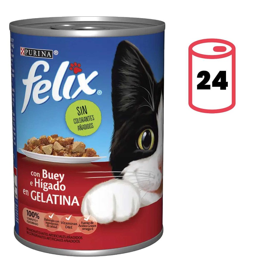 Gatos Felix | Purina F Lix Pack 24 Latas Est Ndar Buey E H Gado En Gelatina