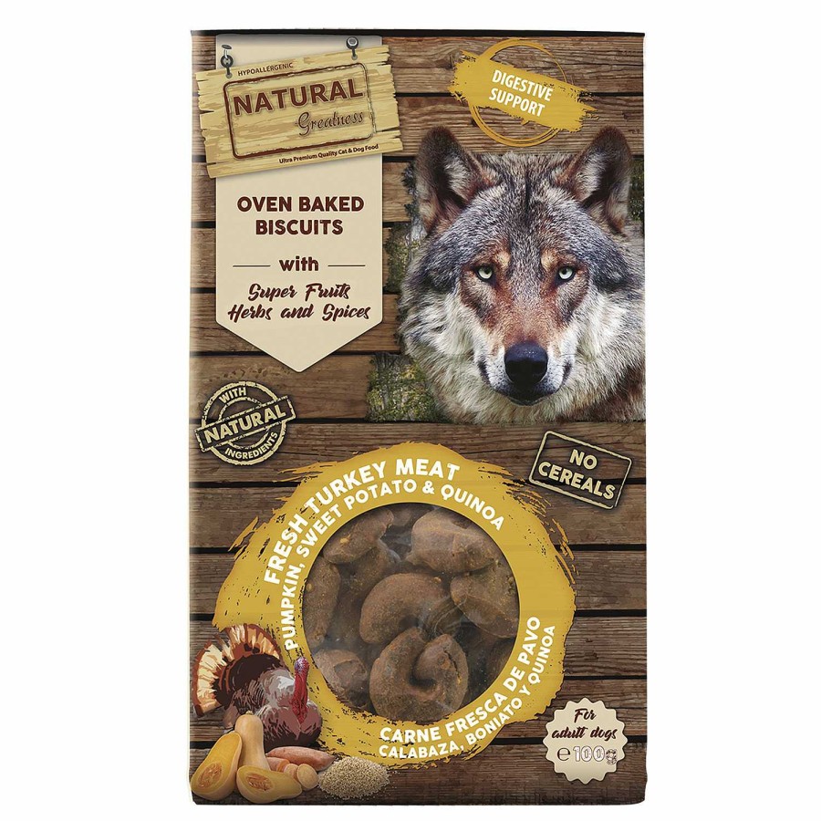 Perros Natural Greatness | Natural Greatness Galletas Horneadas Digestive Support Con Calabaza, Boniato Y Quinoa