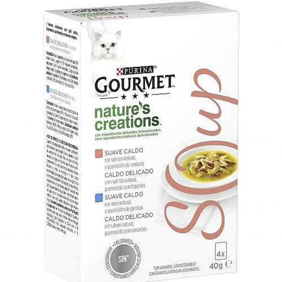 Gatos Gourmet | Purina Gourmet Nature'S Creations Soup Salm N Natural Servido Con Vegetales Y At N Natural Servido Con Gambas