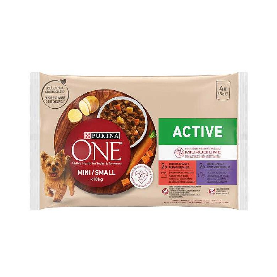 Perros Purina One | Purina One Perro Mini Active Buey Y Pato En Salsa