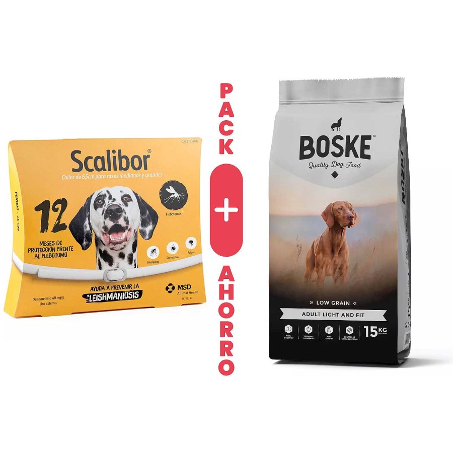 Perros Scalibor | Pack Scalibor L + Boske Adult Light & Fit Low Grain