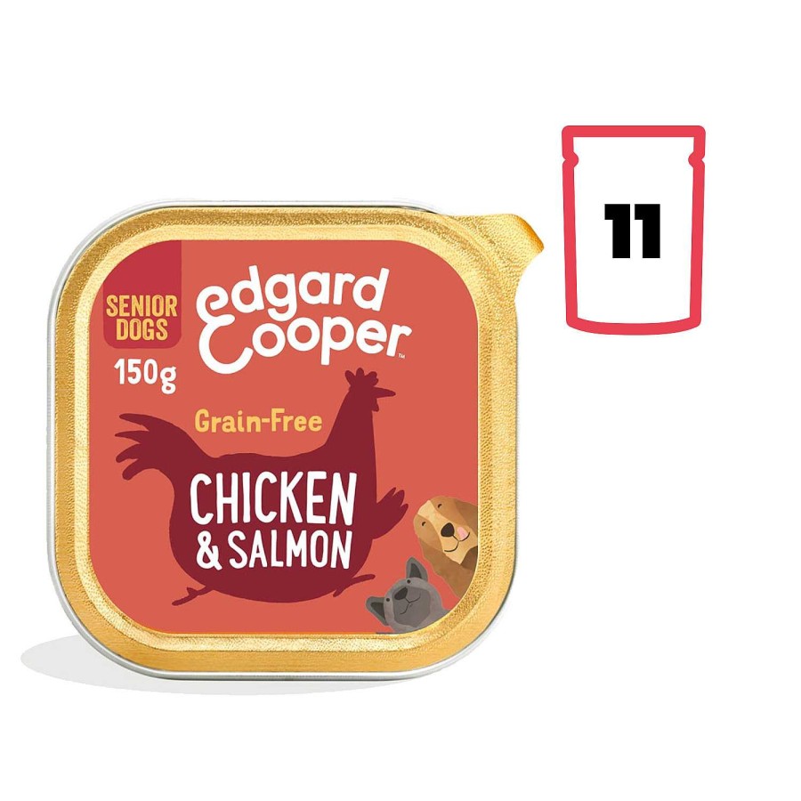 Perros Edgard & Cooper | Edgard & Cooper, Pack 11 Tarrinas Sin Cereales Con Pollo Y Salm N Para Perros Senior