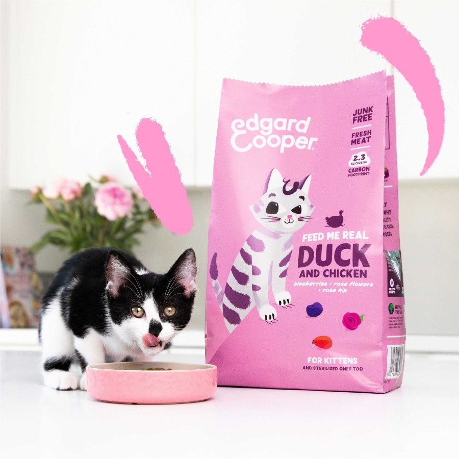 Gatos Edgard & Cooper | Edgard & Cooper, Pienso Sin Cereales Con Pato Y Pollo Frescos Para Gatitos