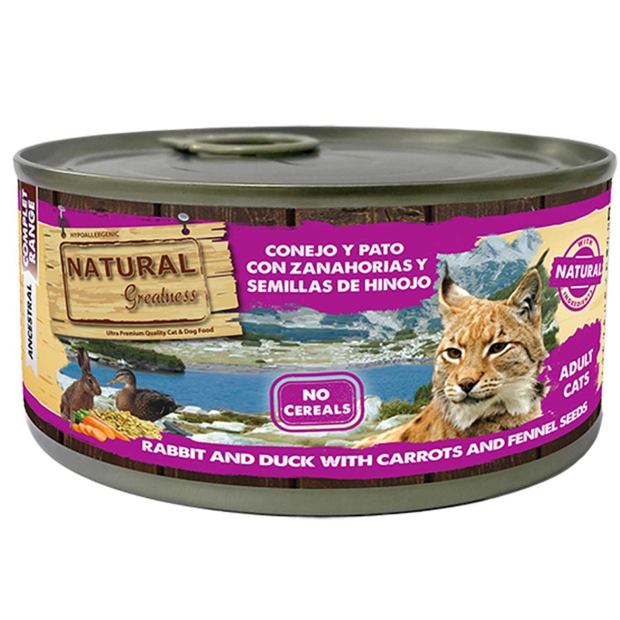 Gatos Natural Greatness | Natural Greatness Pack 12 Latas Conejo Y Pato Con Zanahoria Y Semillas De Hinojo Cat (Lata)