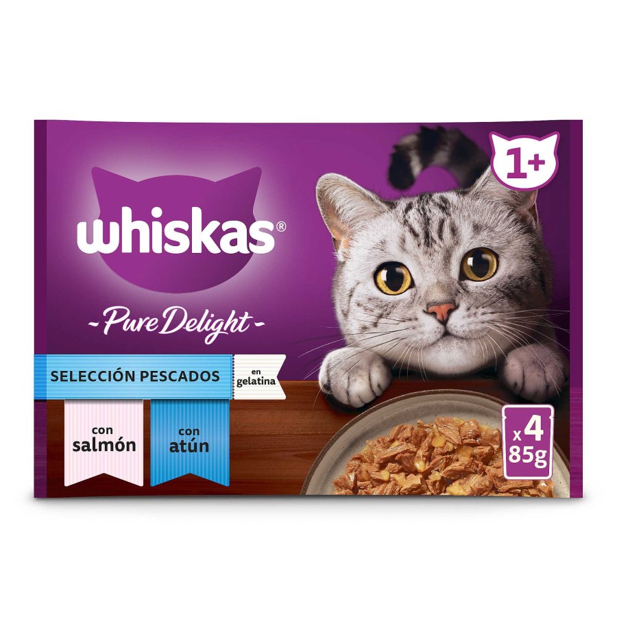 Gatos Whiskas | Whiskas Pure Delight Comida H Meda Para Gatos Adultos Selecci N Pescados En Gelatina