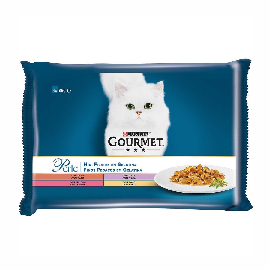 Gatos Gourmet | Purina Gourmet Perle Finas L Minas En Gelatina Con Pato, Con Caza, Con Trucha Y Pavo.