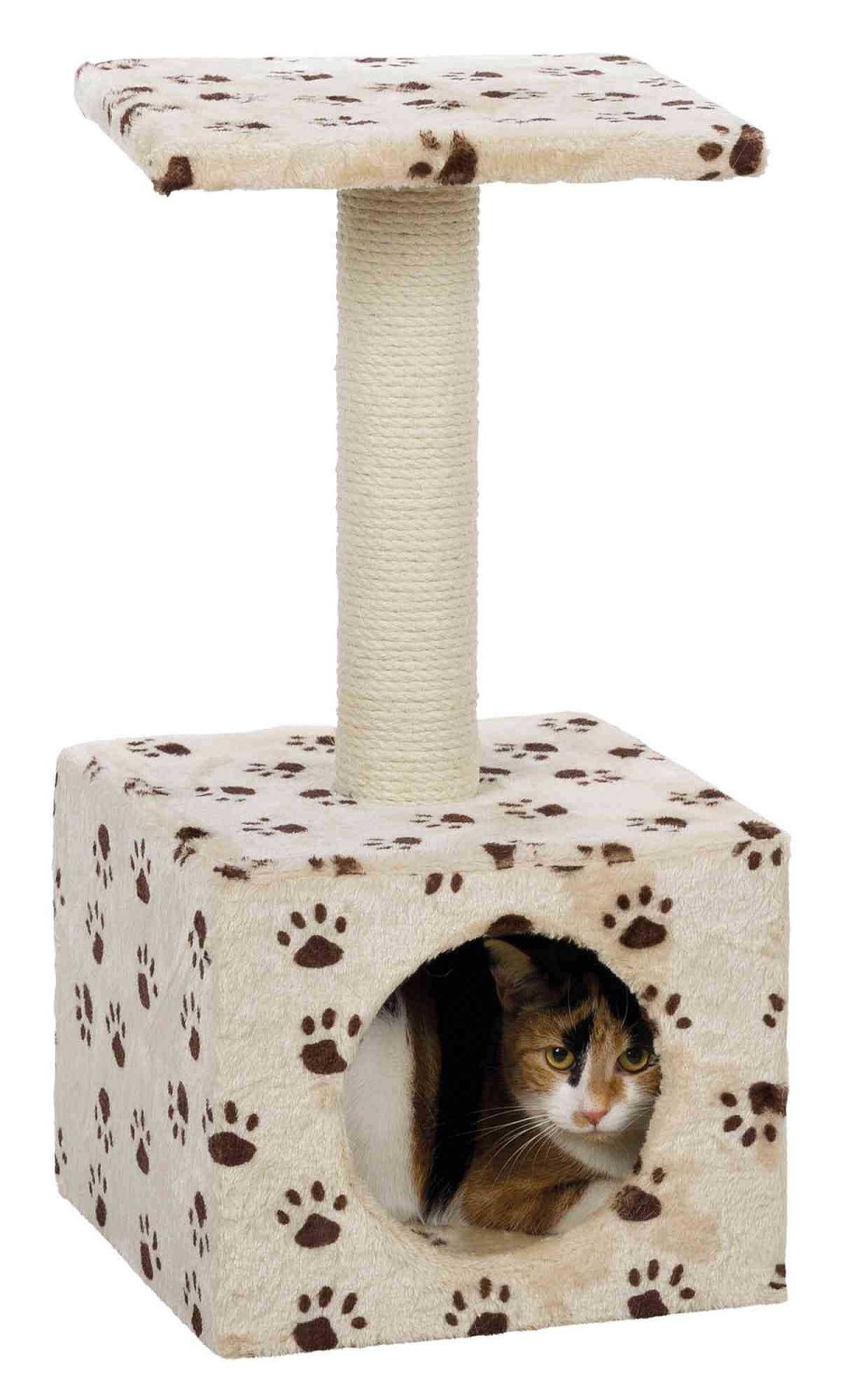 Gatos Trixie | Poste Rascador Zamora, 61 Cm, Beige/Huellas