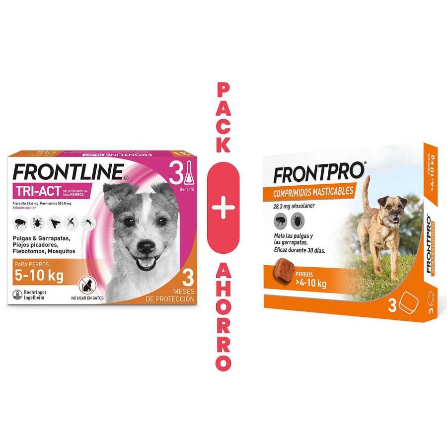 Perros Boehringer | Pack Frontline De 5 A 10 Kg + Frontpro 4-10 Kg