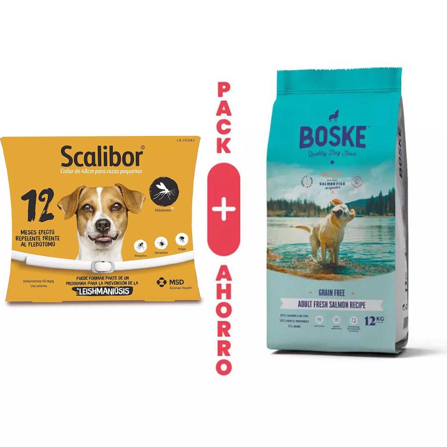 Perros Scalibor | Pack Scalibor S/M + Boske Adult Grain Free Salm N