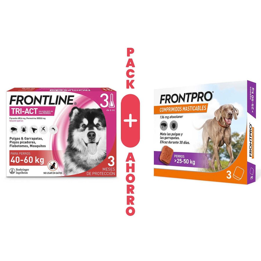 Perros Boehringer | Pack Frontline De 40 A 60 Kg + Frontpro 25-50 Kg